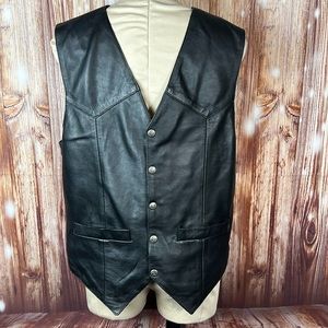 Vintage Scully Unisex Black SOFT Leather Snap Closure Vest Large